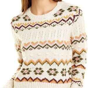 Philosophy Fair Isle Crewneck Sweater w/ Textured Detail, Wool-blend, Medium
